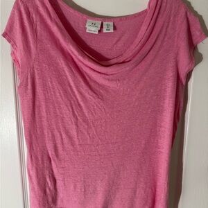 H by Halston Pink Draped Short Sleeve T-Shirt